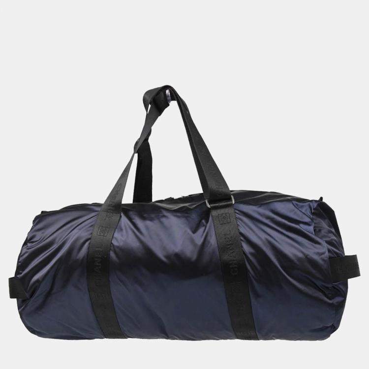 Pre Owned Chanel Navy Nylon Sport Line Duffle Handbag