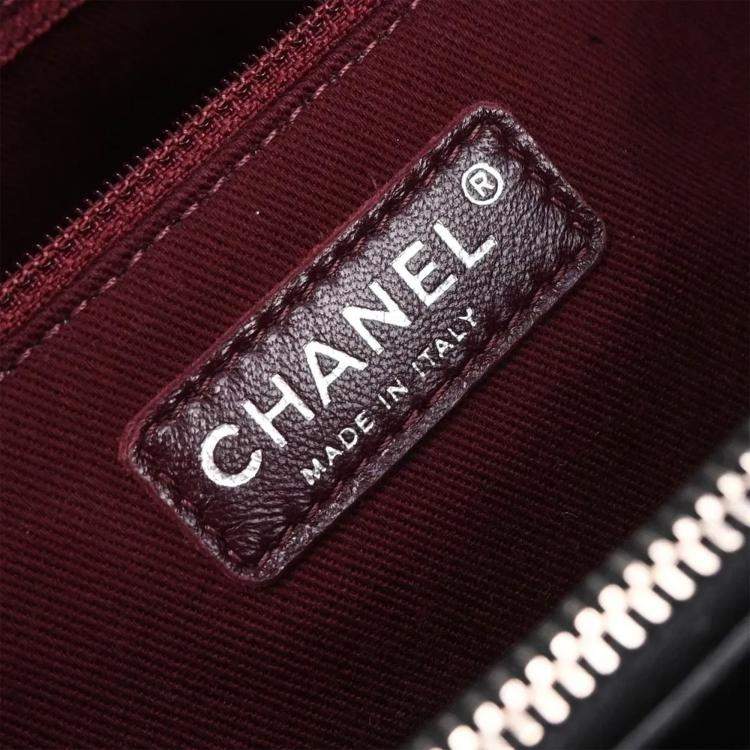 Pre Owned Chanel Black Calfskin Patent Leather Chain Tote Handbag