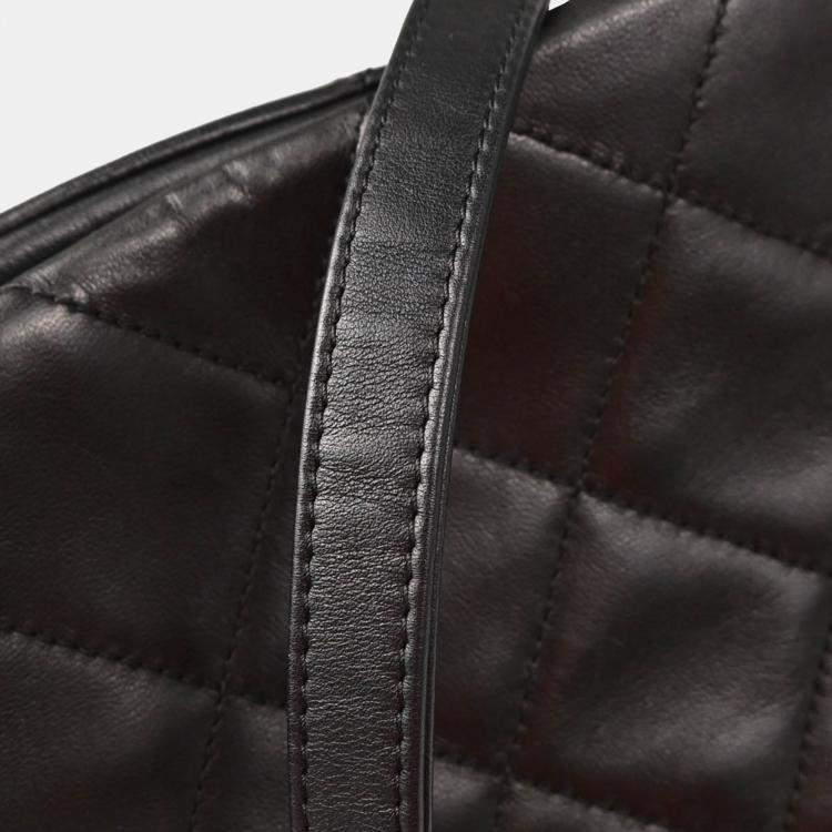 Pre Owned Chanel Black Calfskin Patent Leather Chain Tote Handbag