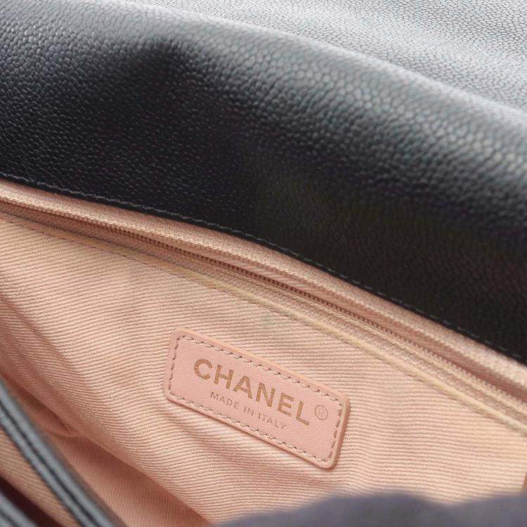 Pre Owned Chanel Black Medium Caviar Paris Cuba Thread Around Flap