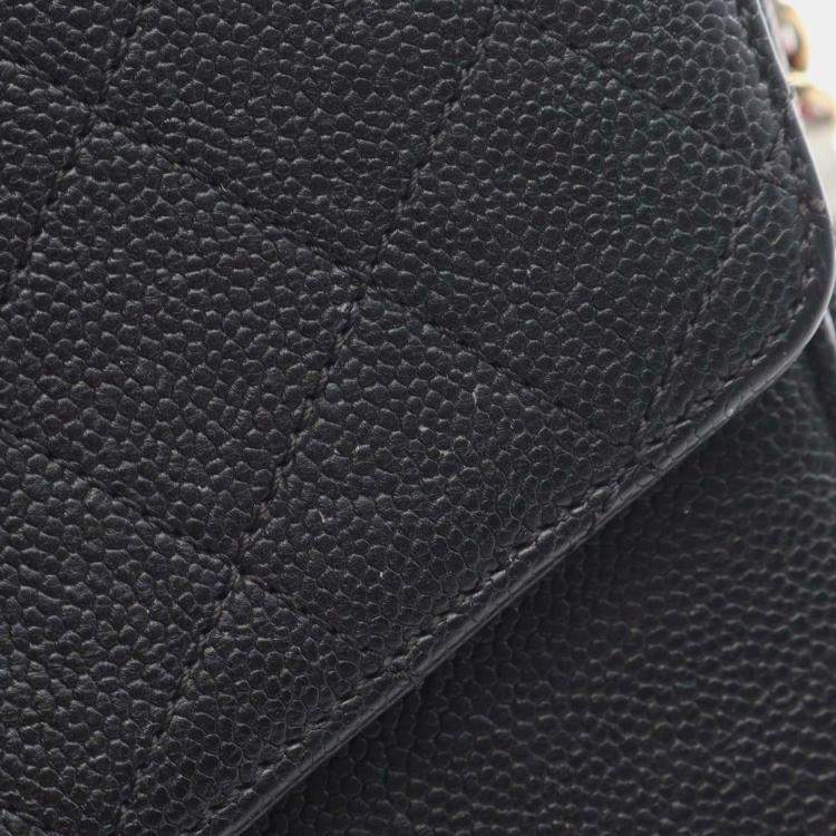 Pre Owned Chanel Black Medium Caviar Paris Cuba Thread Around Flap