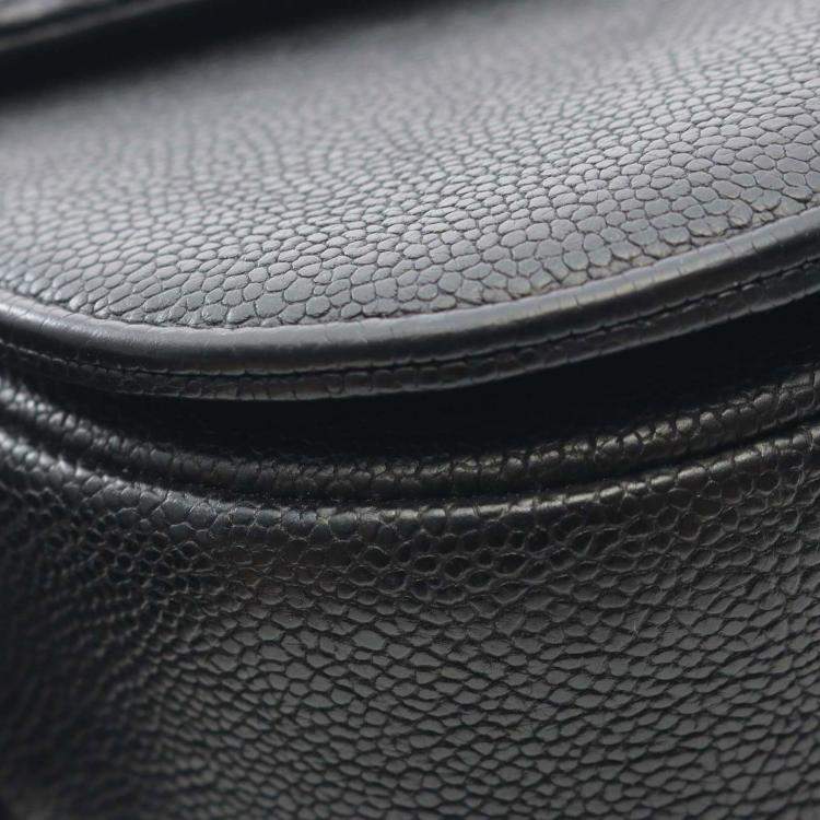 Pre Owned Chanel Black Medium Caviar Paris Cuba Thread Around Flap