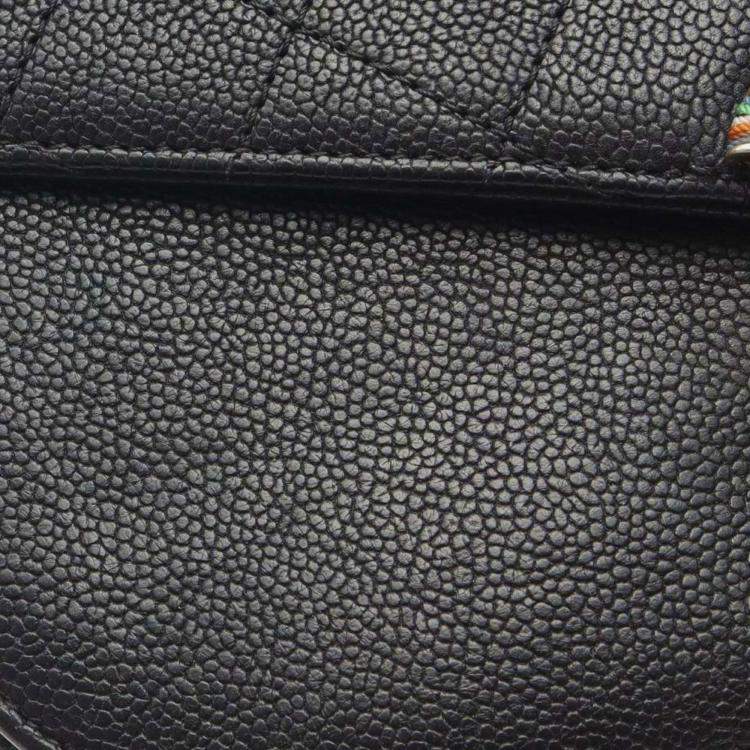 Pre Owned Chanel Black Medium Caviar Paris Cuba Thread Around Flap
