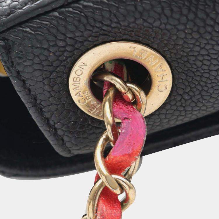 Pre Owned Chanel Black Medium Caviar Paris Cuba Thread Around Flap