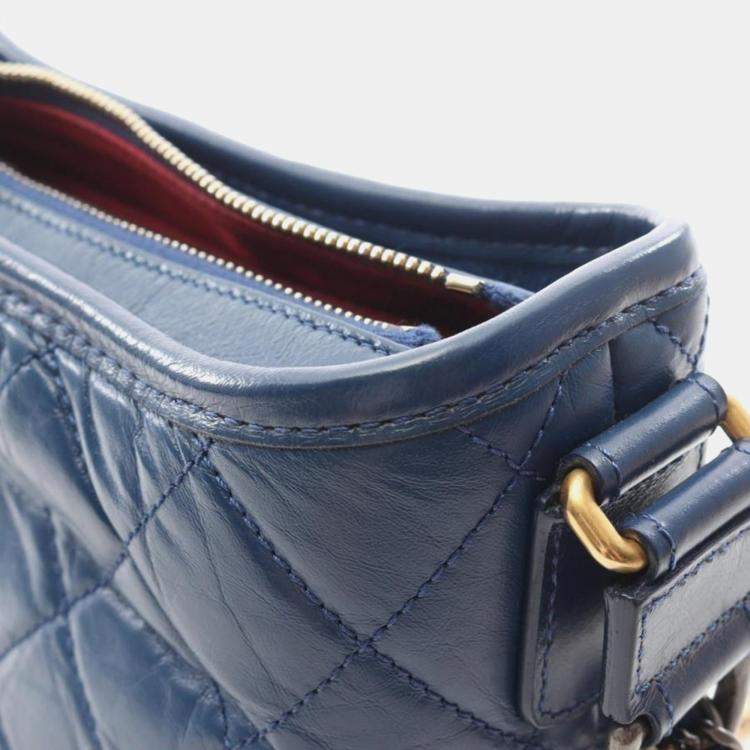 Pre Owned Chanel Gabrielle De Chanel Small Blue Calfskin Hobo Bag