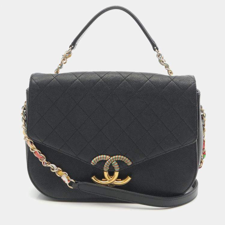 Pre Owned Chanel Coco Cuba Black Calfskin Crossbody Bag