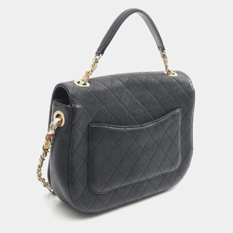 Pre Owned Chanel Coco Cuba Black Calfskin Crossbody Bag