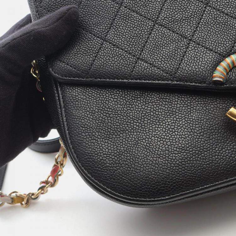 Pre Owned Chanel Coco Cuba Black Calfskin Crossbody Bag