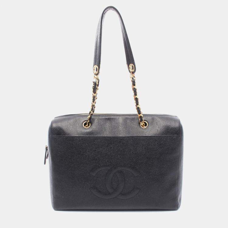 Pre Owned Chanel Jumbo Black Calfskin Chain Shoulder Bag
