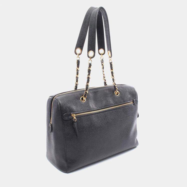 Pre Owned Chanel Jumbo Black Calfskin Chain Shoulder Bag