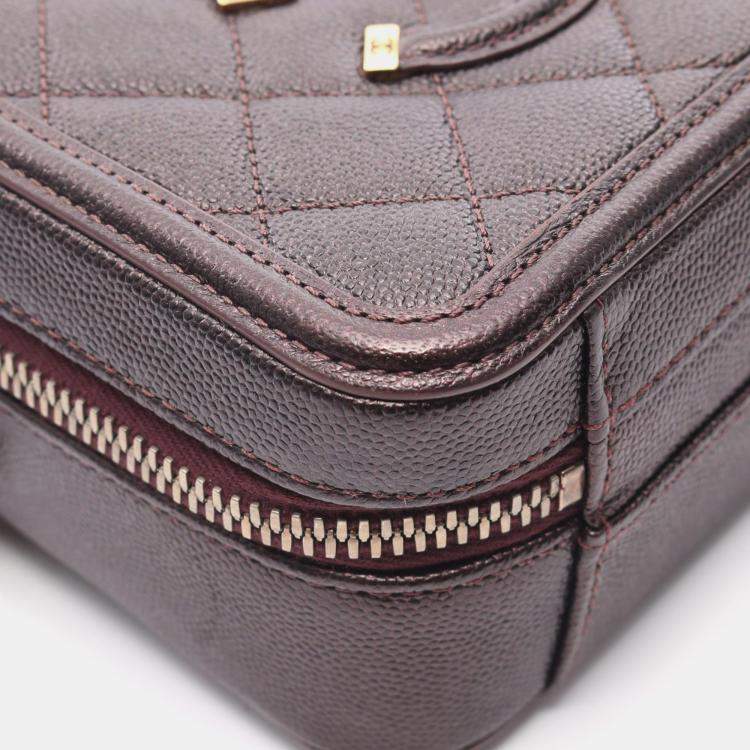 Pre Owned Chanel CC Filigree Mini Leather Vanity Shoulder Bag