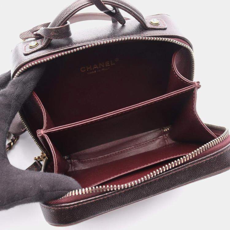 Pre Owned Chanel CC Filigree Mini Leather Vanity Shoulder Bag