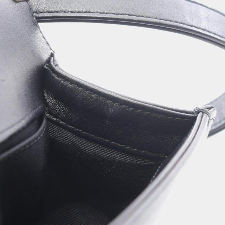 Pre Owned Chanel Boy Small Black Leather Fabric Shoulder Bag