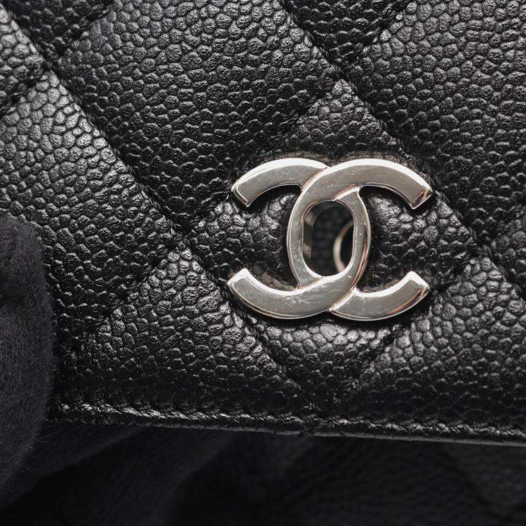 Pre Owned Chanel Kelly Logo Black Calfskin Leather Handbag