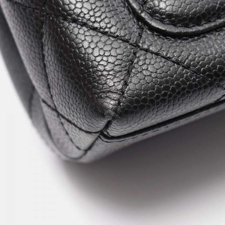 Pre Owned Chanel Kelly Logo Black Calfskin Leather Handbag