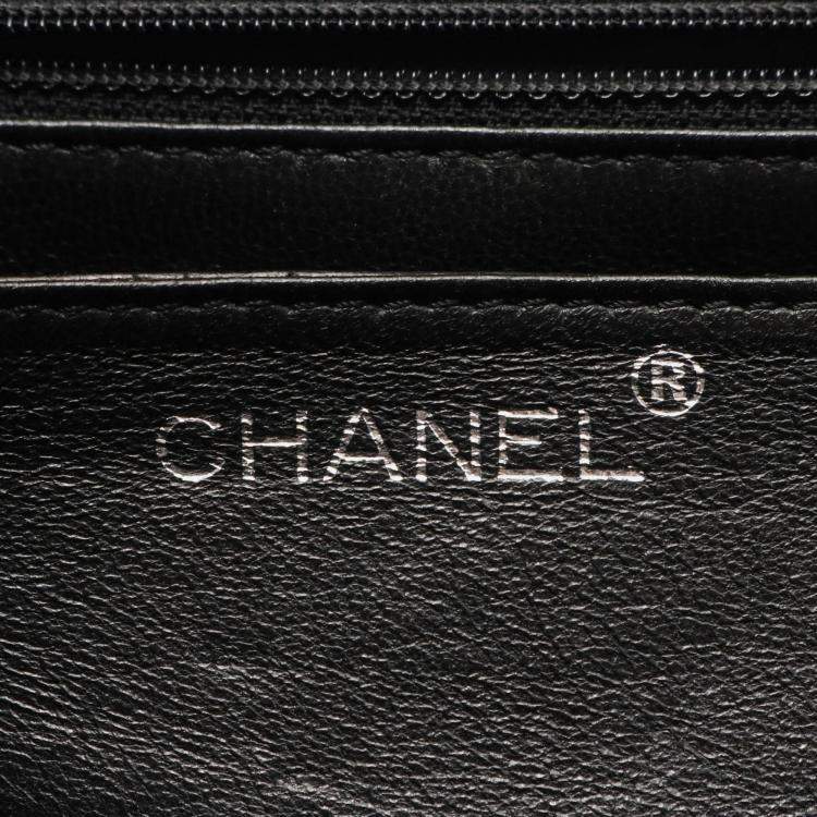 Pre Owned Chanel Kelly Logo Black Calfskin Leather Handbag