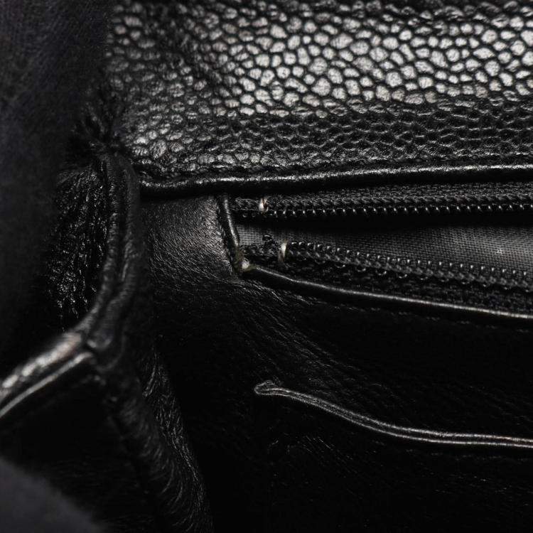 Pre Owned Chanel Kelly Logo Black Calfskin Leather Handbag