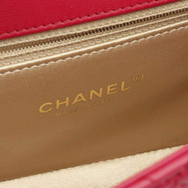Pre Owned Chanel Matelasse CC Pink Lambskin Leather Handbag