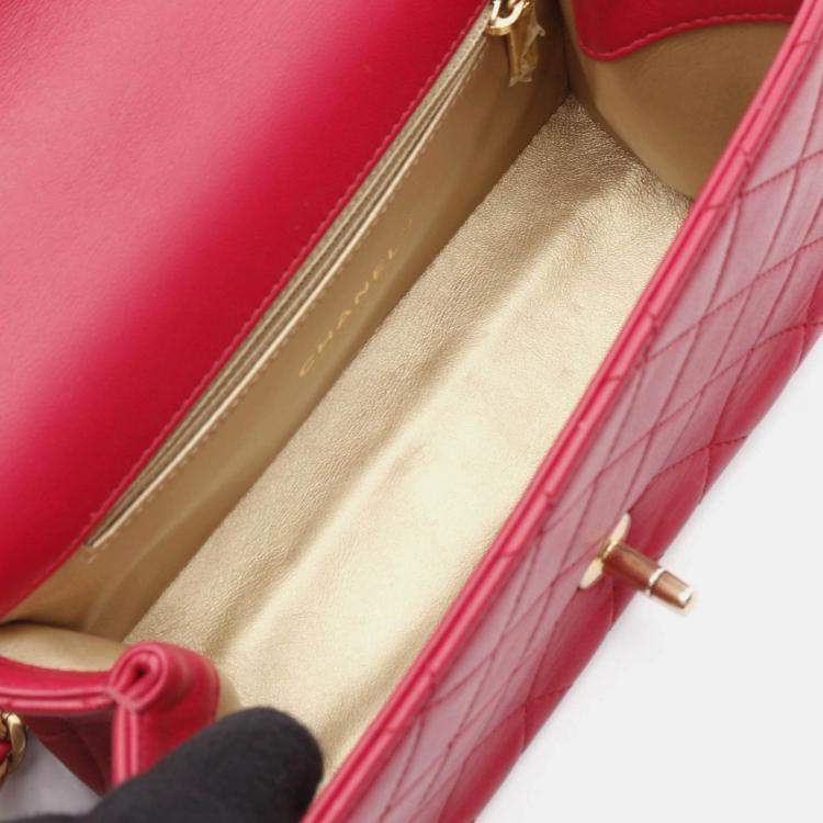 Pre Owned Chanel Matelasse CC Pink Lambskin Leather Handbag