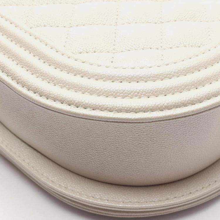 Pre Owned Chanel  Small White Leather Bag