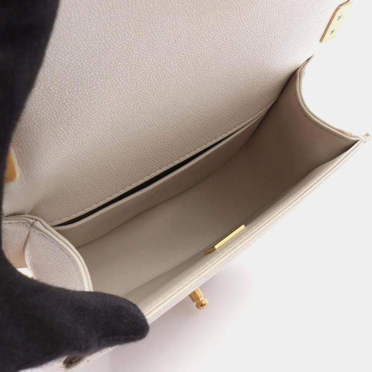 Pre Owned Chanel  Small White Leather Bag