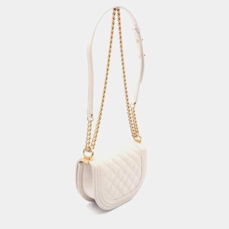 Pre Owned Chanel  Small White Leather Bag