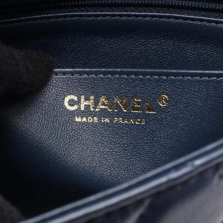 Pre Owned Chanel CC Navy Lambskin Leather Chain Shoulder Bag