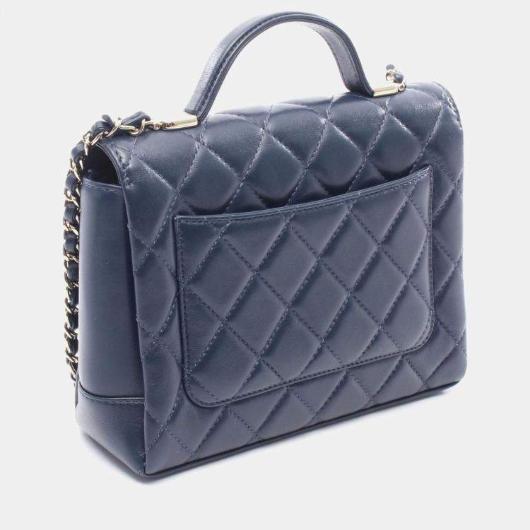 Pre Owned Chanel CC Navy Lambskin Leather Chain Shoulder Bag