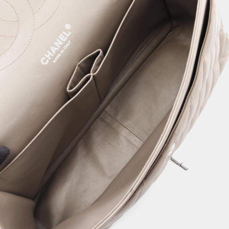 Pre Owned Chanel Classic Double Flap Large Brown Leather Shoulder Bag