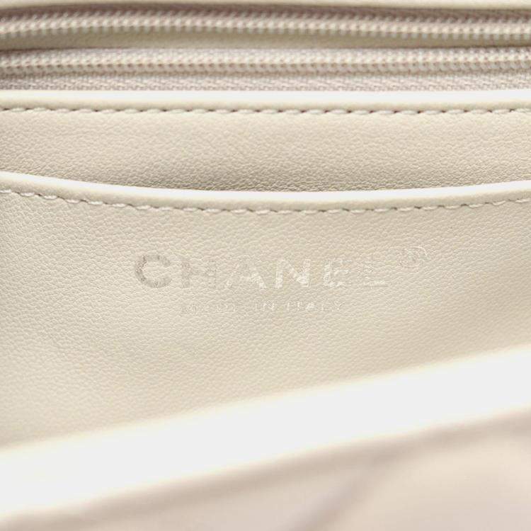 Pre Owned Chanel Mini Gray Lambskin Chain Shoulder Bag