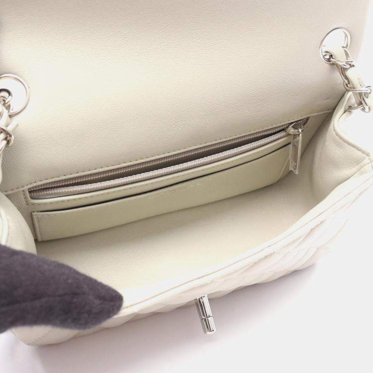 Pre Owned Chanel Mini Gray Lambskin Chain Shoulder Bag
