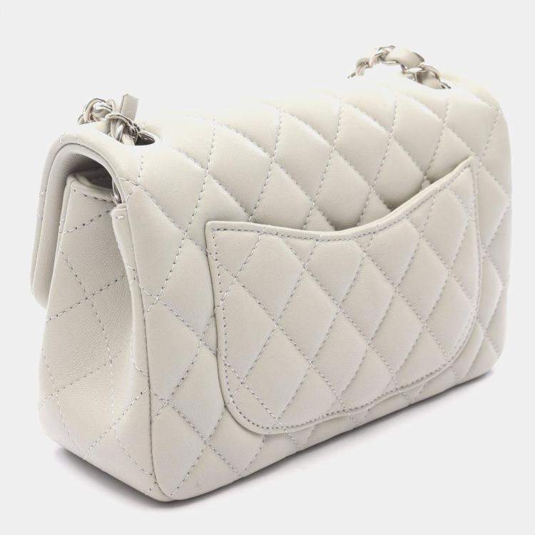 Pre Owned Chanel Mini Gray Lambskin Chain Shoulder Bag
