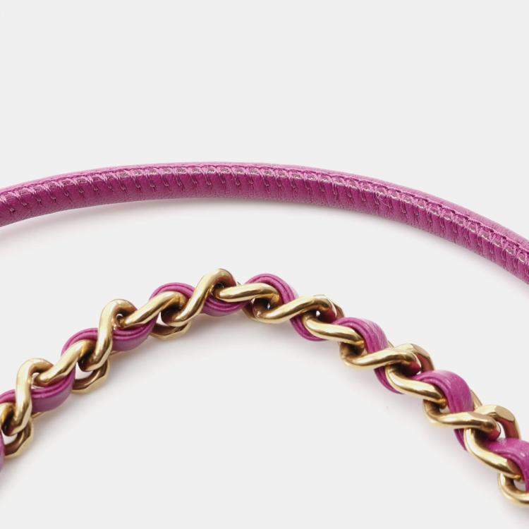 Pre Owned Chanel Chanel 22 Mini Chain Shoulder Bag  Leather Purple Ghw Cc