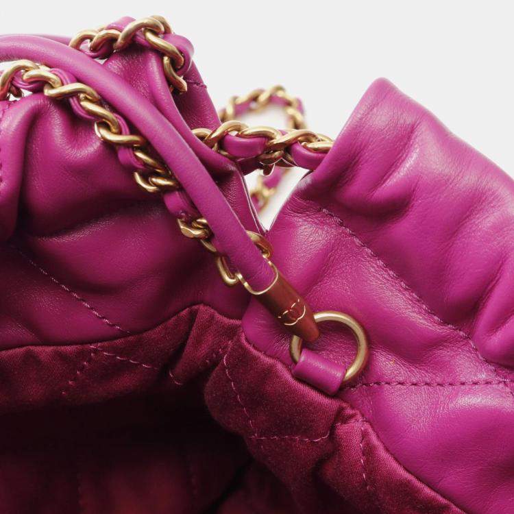 Pre Owned Chanel Chanel 22 Mini Chain Shoulder Bag  Leather Purple Ghw Cc
