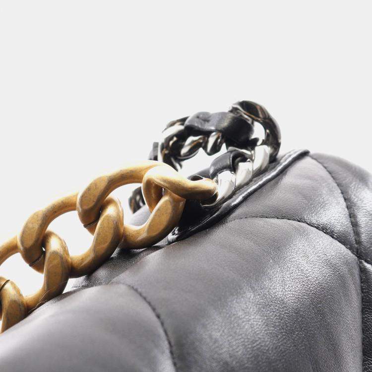 Pre Owned Chanel 19 Black Lambskin Shoulder Bag