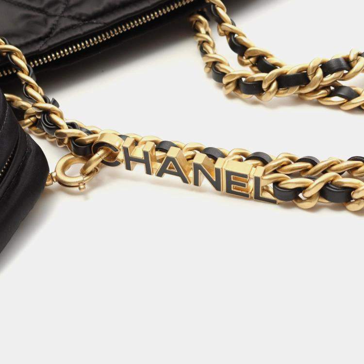 Pre Owned Chanel Large Bowling Black Nylon and Leather Shoulder Bag