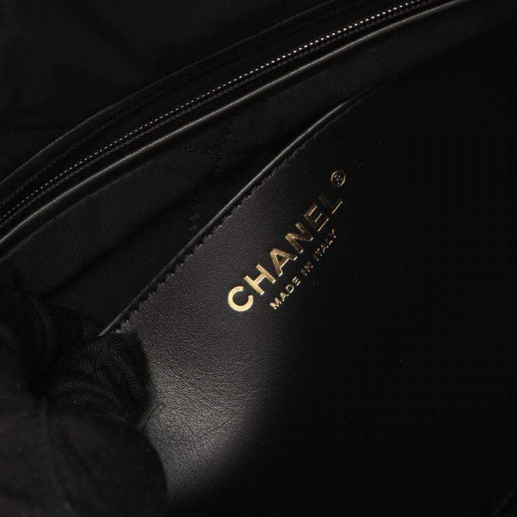 Pre Owned Chanel Large Bowling Black Nylon and Leather Shoulder Bag