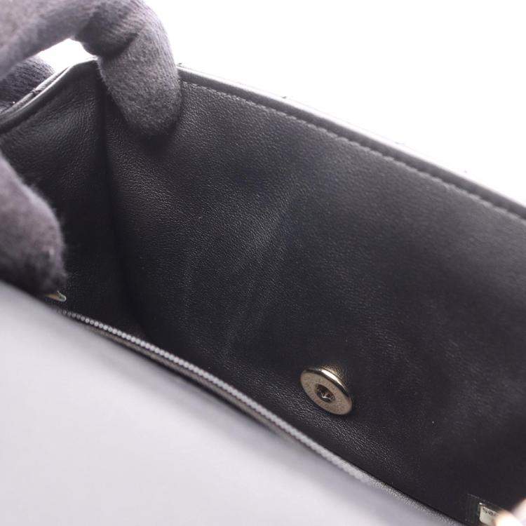 Pre Owned Chanel Mini Matelasse Chain Shoulder Bag  Lamb Leather Black Ghw Cc