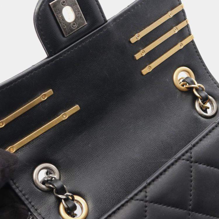 Pre Owned Chanel Matelasse Chain Shoulder Bag  Lamb Sheep Leather Black