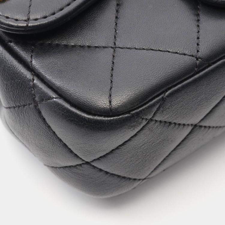 Pre Owned Chanel Matelasse Chain Shoulder Bag  Lamb Sheep Leather Black