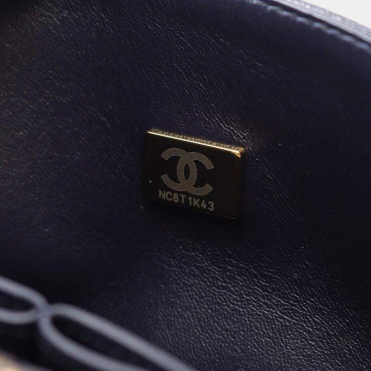 Pre Owned Chanel Matelasse W Flap Chain Shoulder Bag  Leather Navy Ghw Cc