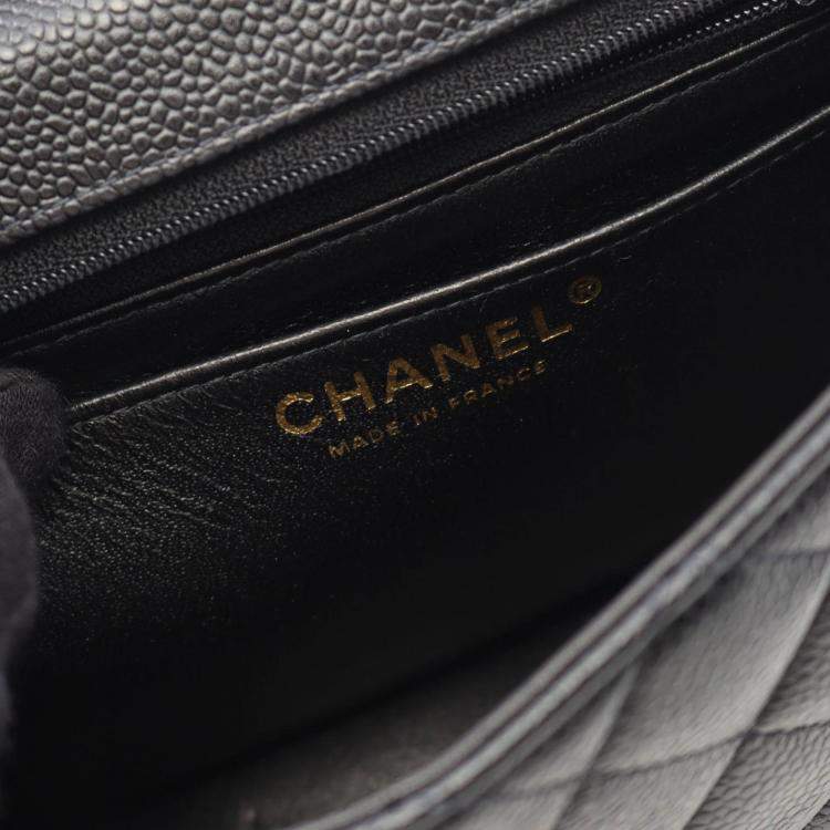 Pre Owned Chanel Mini Matelasse Chain Shoulder Bag  Leather Black Ghw Cc