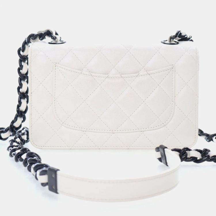 Pre Owned Chanel My Everything White Caviar Leather Wallet On Chain