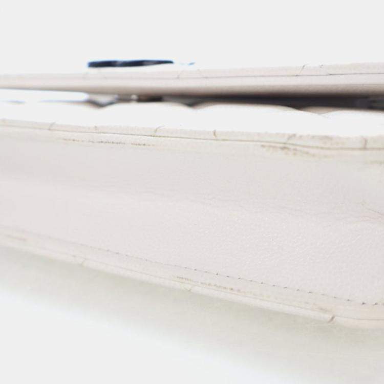 Pre Owned Chanel My Everything White Caviar Leather Wallet On Chain