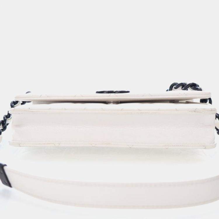 Pre Owned Chanel My Everything White Caviar Leather Wallet On Chain