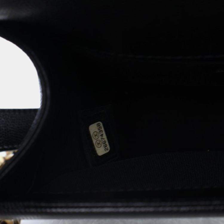 Pre Owned Chanel Boy Small Black Caviar Leather Shoulder Bag
