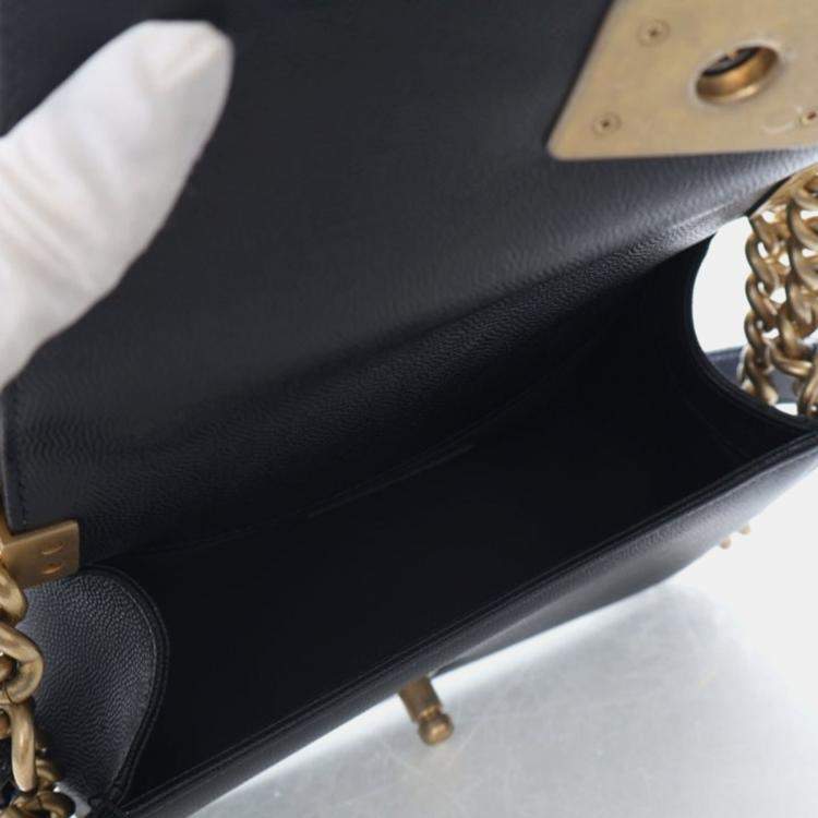Pre Owned Chanel Boy Small Black Caviar Leather Shoulder Bag