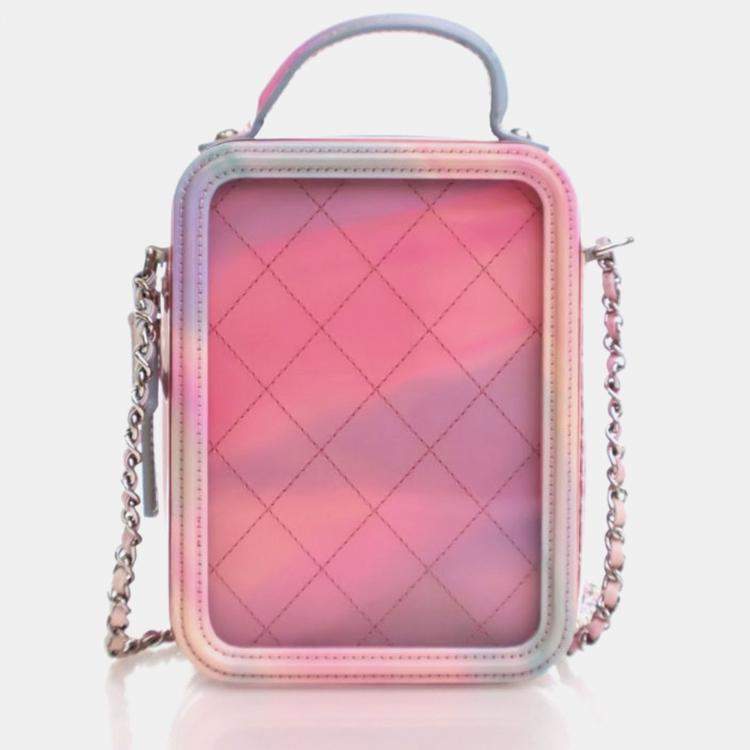 Pre Owned Chanel Filigree Small Pink PVC Vertical Vanity Case