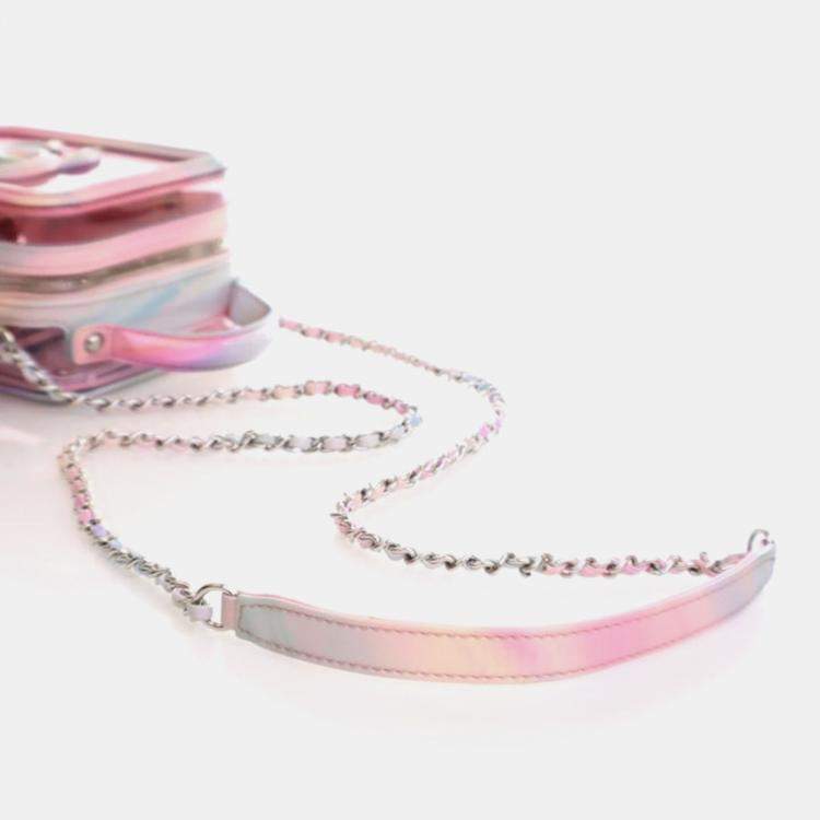 Pre Owned Chanel Filigree Small Pink PVC Vertical Vanity Case