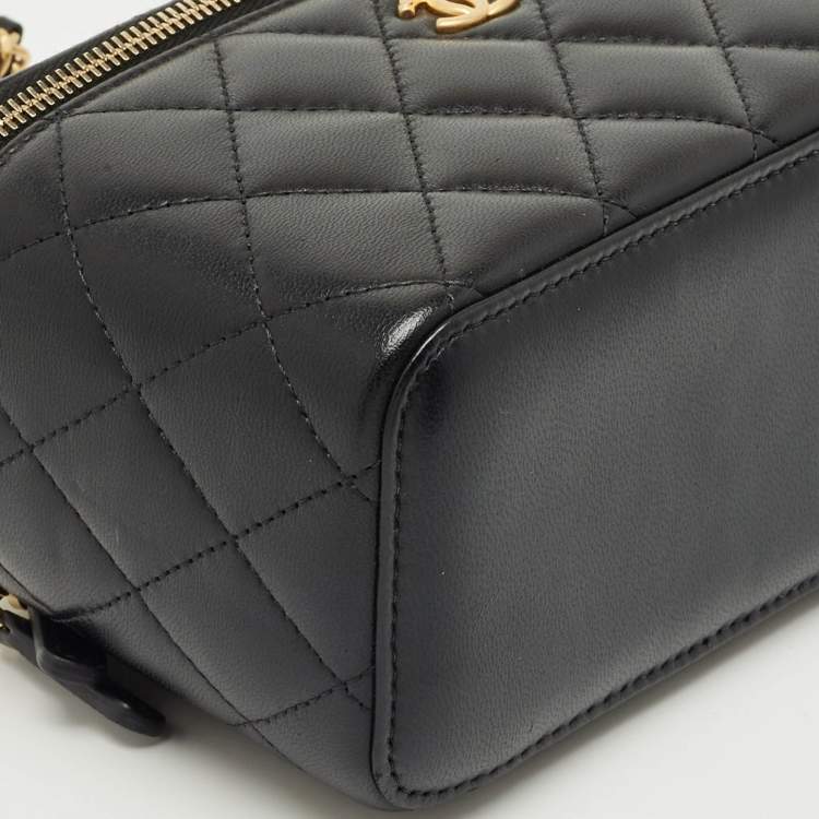 Pre Owned Chanel Black Quilted Leather Tiny Vanity Case Bag
